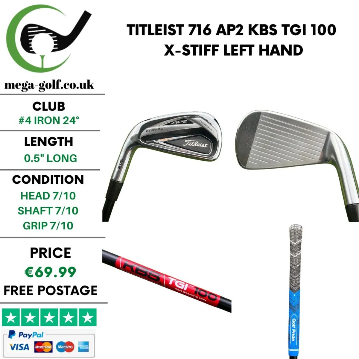 Titleist 716 AP2 #4 Iron 24° / Kbs TGI 100 X-Stiff - Image 1