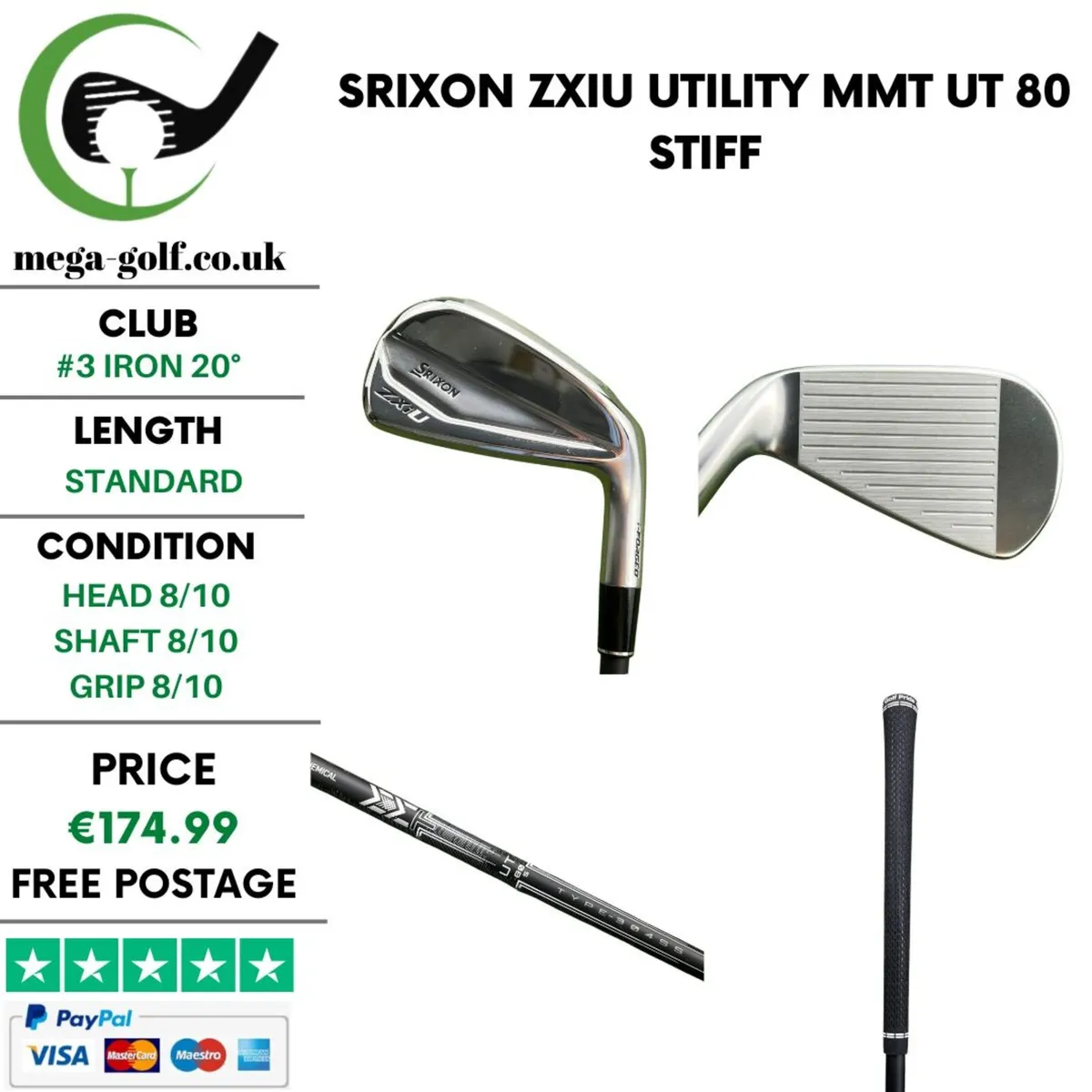Srixon ZXiU Utility #3 Iron 20° / MMT UT 80 Stiff - Image 1