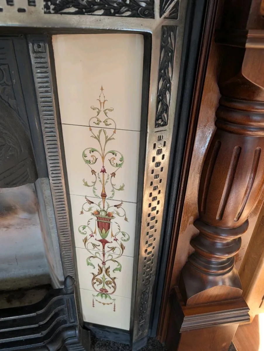 Victorian Style Carved Wood Fireplace - Image 4