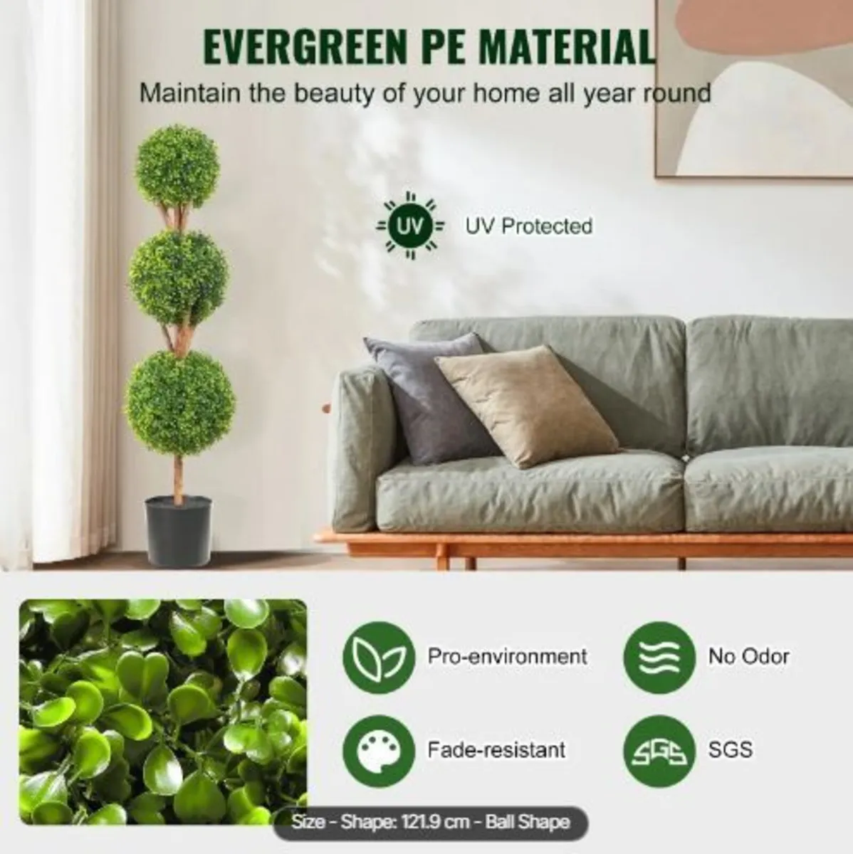 Artificial Topiaries Boxwood Trees, 48 inch - Image 3