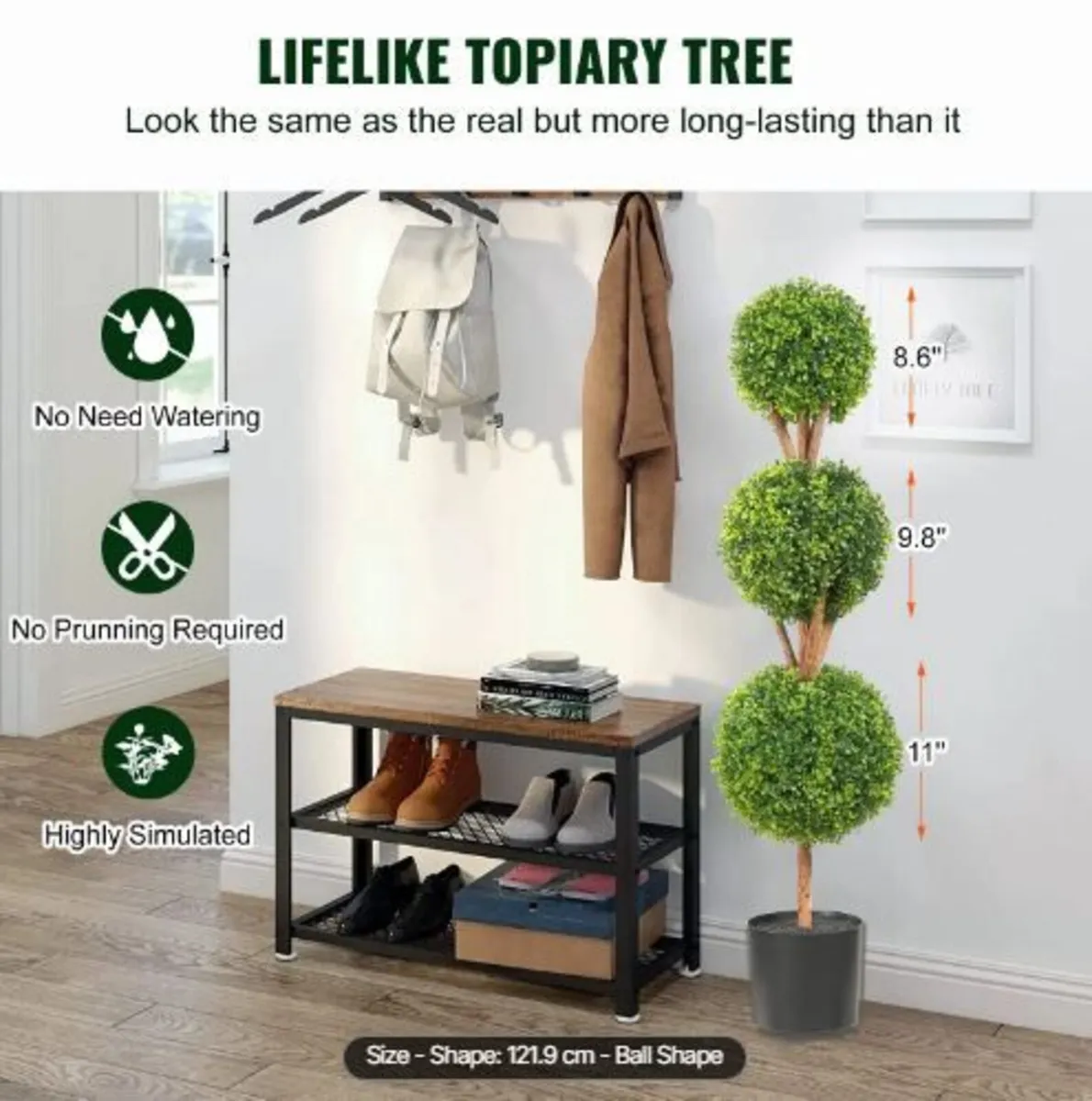 Artificial Topiaries Boxwood Trees, 48 inch - Image 1