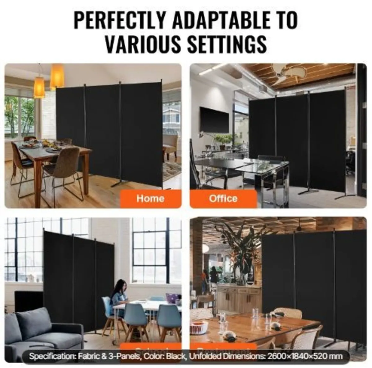 Room Divider, 3 Panels Room Divider - Image 4