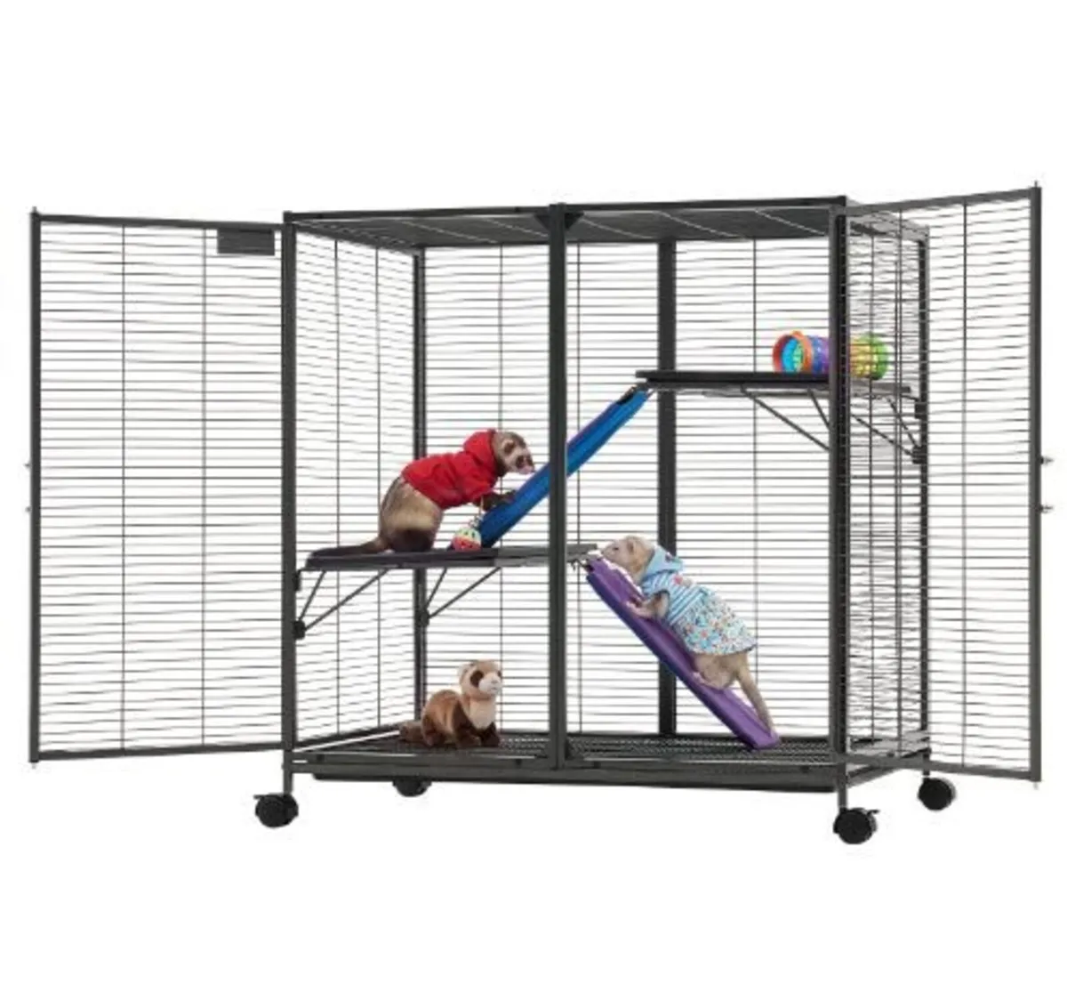 Metal Small Animal Cage 96 cm 3-Tier Rolling - Image 4