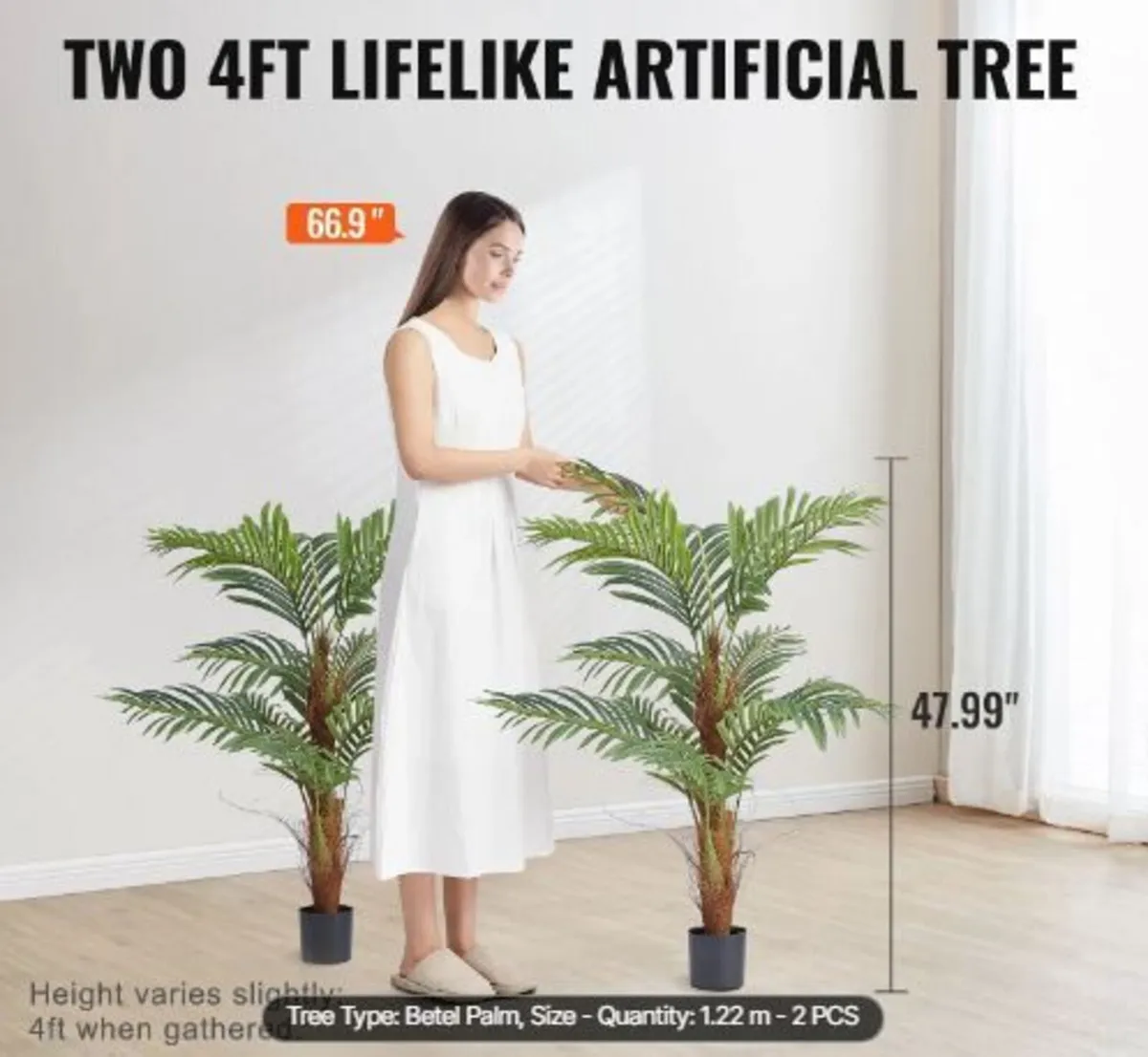 Artificial Palm Tree, 4 FT Tall Faux Plant - Image 1