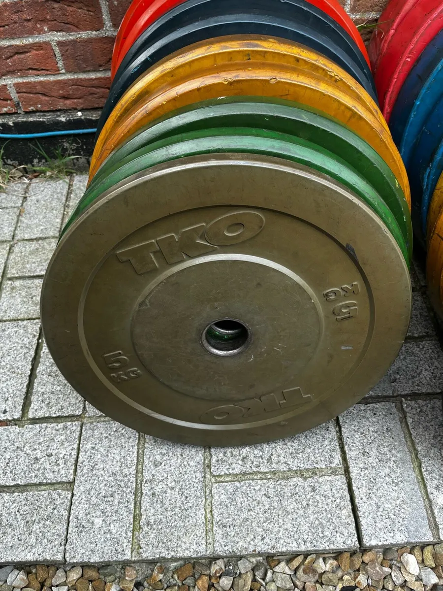 150kg coloured Olympic bumper weight plates - Image 3