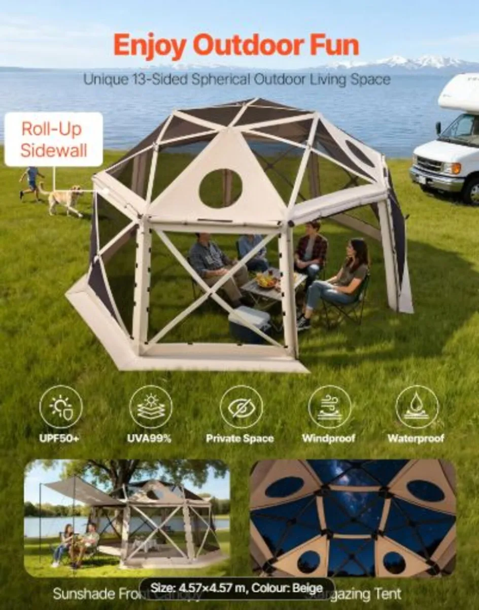 Pop up Gazebo Screen Tent, 4.57 x 4.57 m, 13-Sided - Image 2