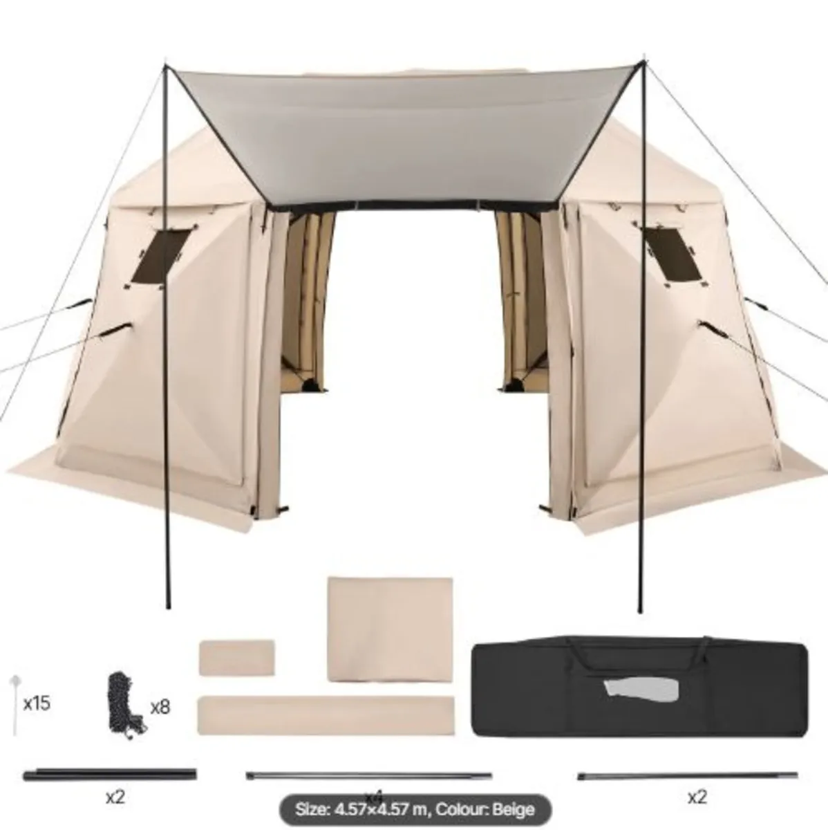 Pop up Gazebo Screen Tent, 4.57 x 4.57 m, 13-Sided - Image 4