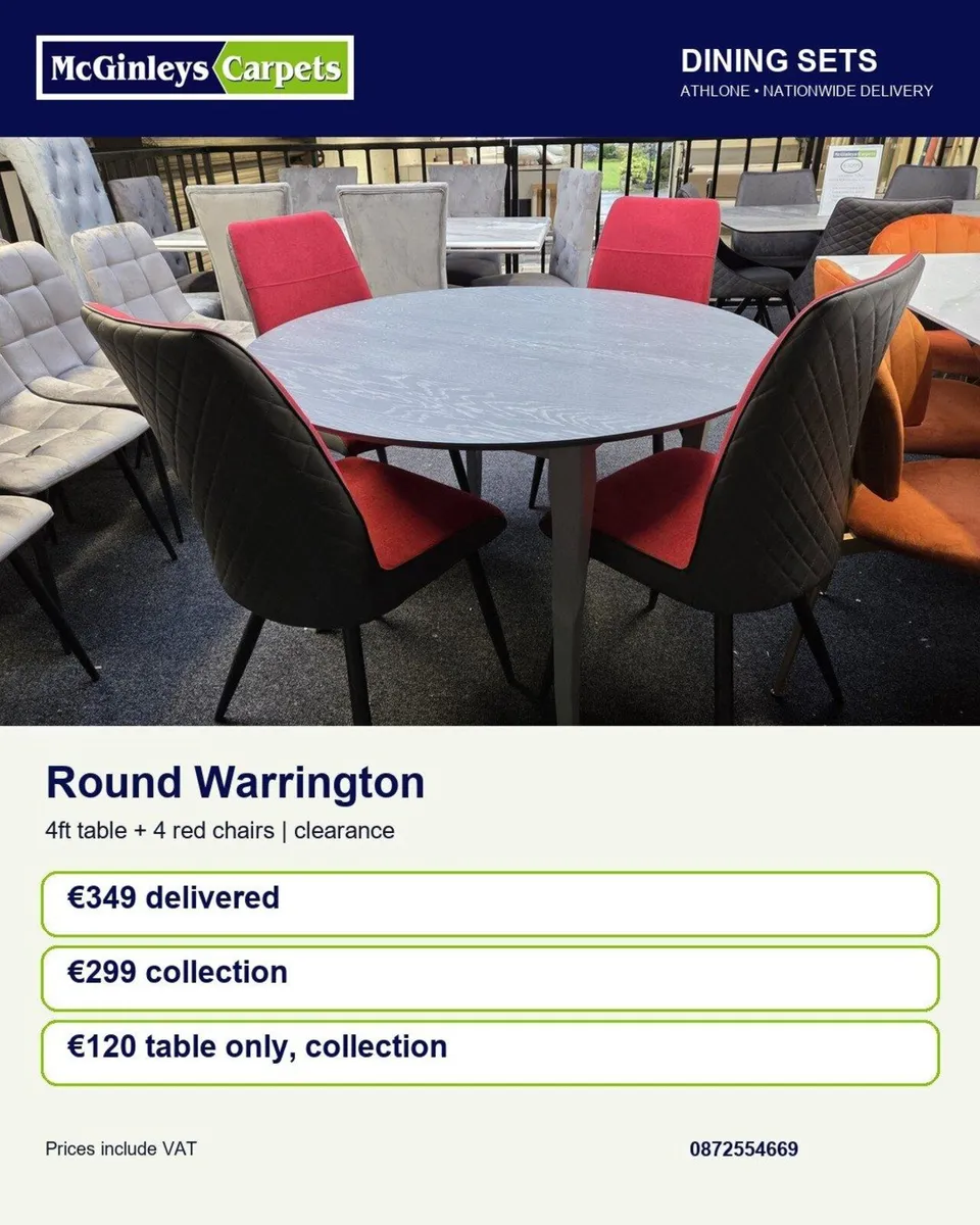Round Warrington Table with 4 Red Chairs - Image 1