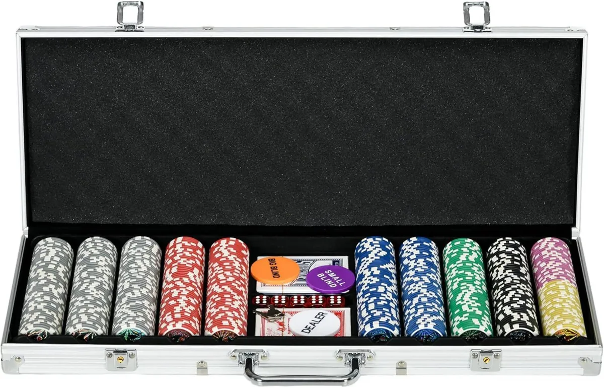 500 Piece Poker Chips Set with Aluminium Case - Image 1