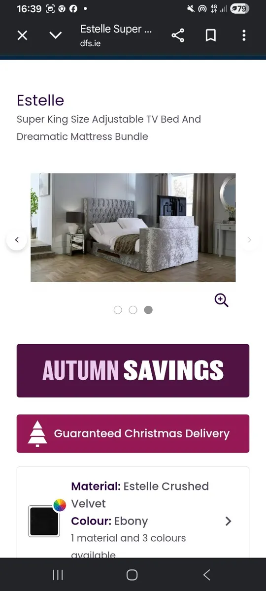 Super king velvet TV bed. - Image 2