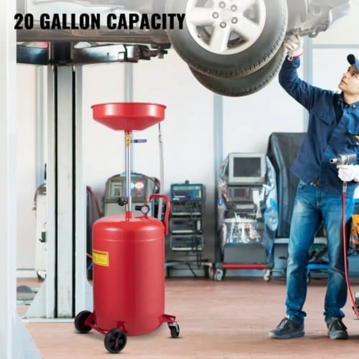Waste Oil Drain Tank 80 L Portable Oil Drain Air O - Image 2