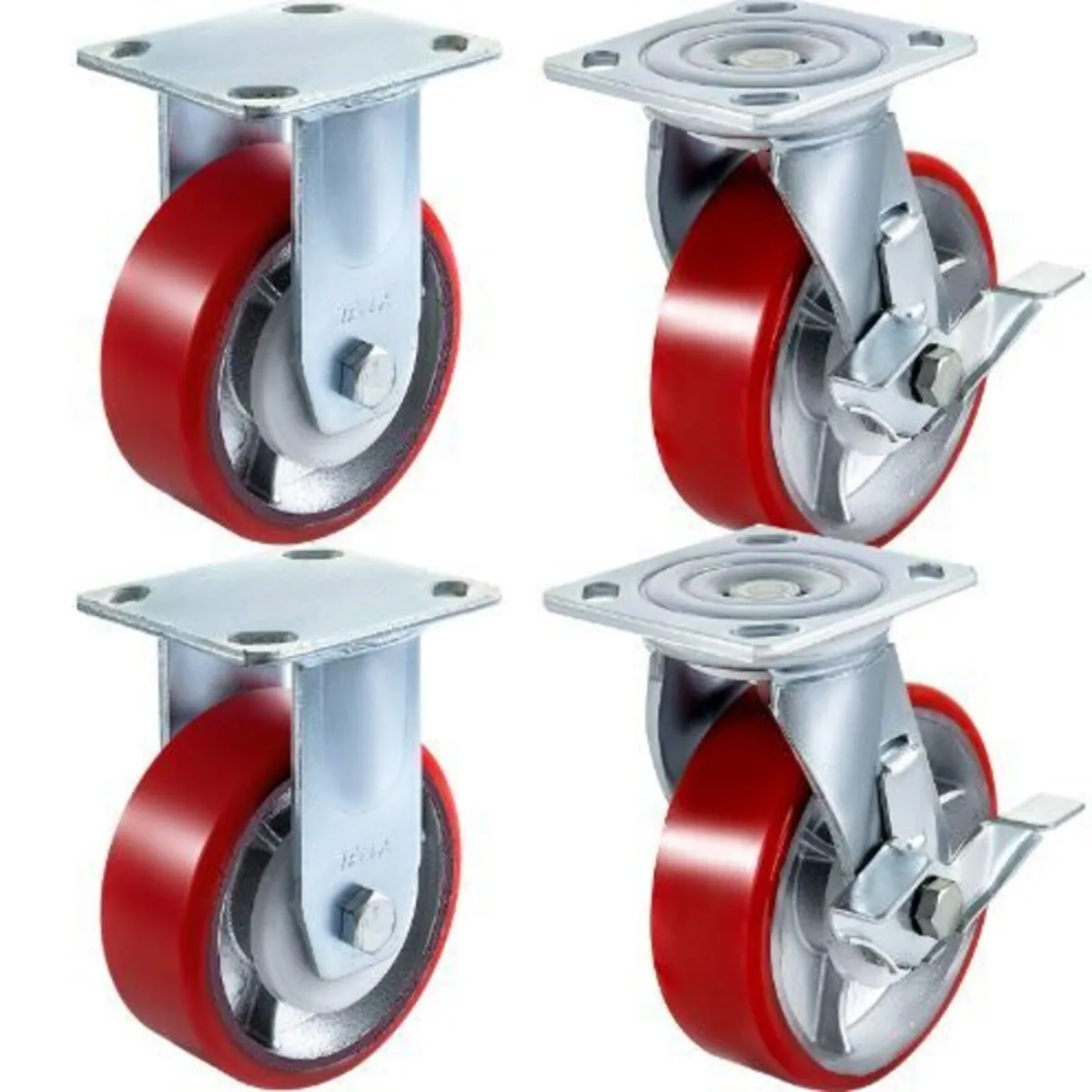 4 Pack 15.24 x 5.08 cm Caster Wheels - Image 2