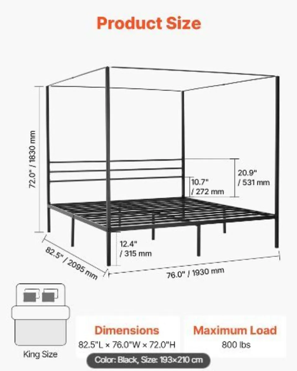 King Size Canopy Bed Frame - Image 2