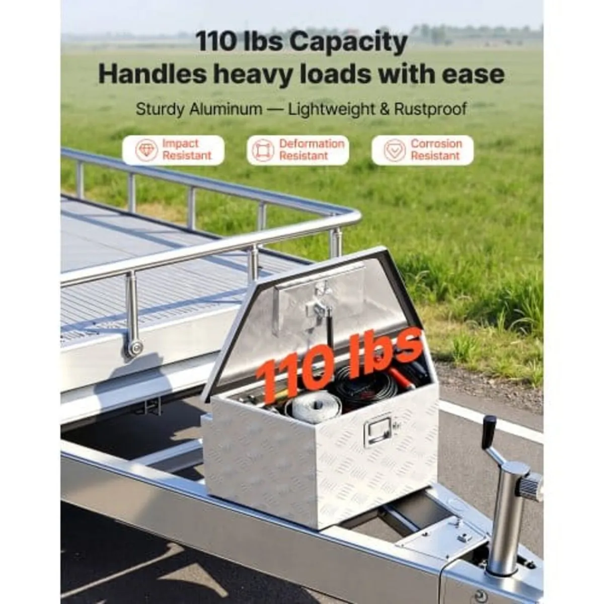 Trailer Tongue Box, 660 x 330 x 305 mm Aluminum Tr - Image 4