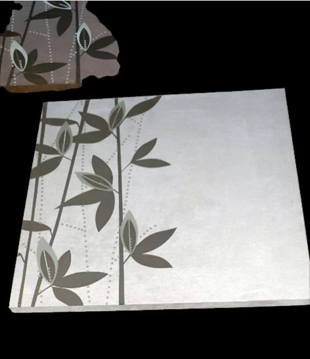 Pair of Large Suede Effect Bamboo Wall Art Prints - Image 3