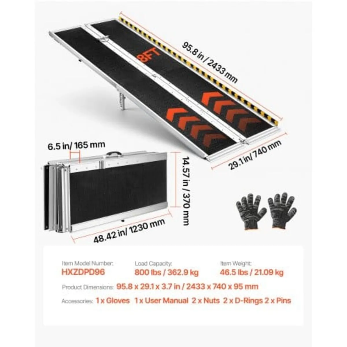 Portable Wheelchair Ramp, 2440 mm, Non-Slip Alumin - Image 4