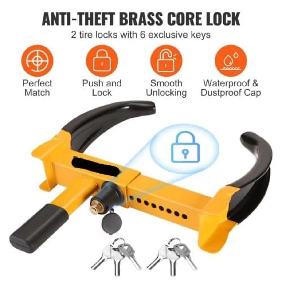 Wheel Lock, 2 Packs Universal Wheel Clamp Lock, Ad - Image 4