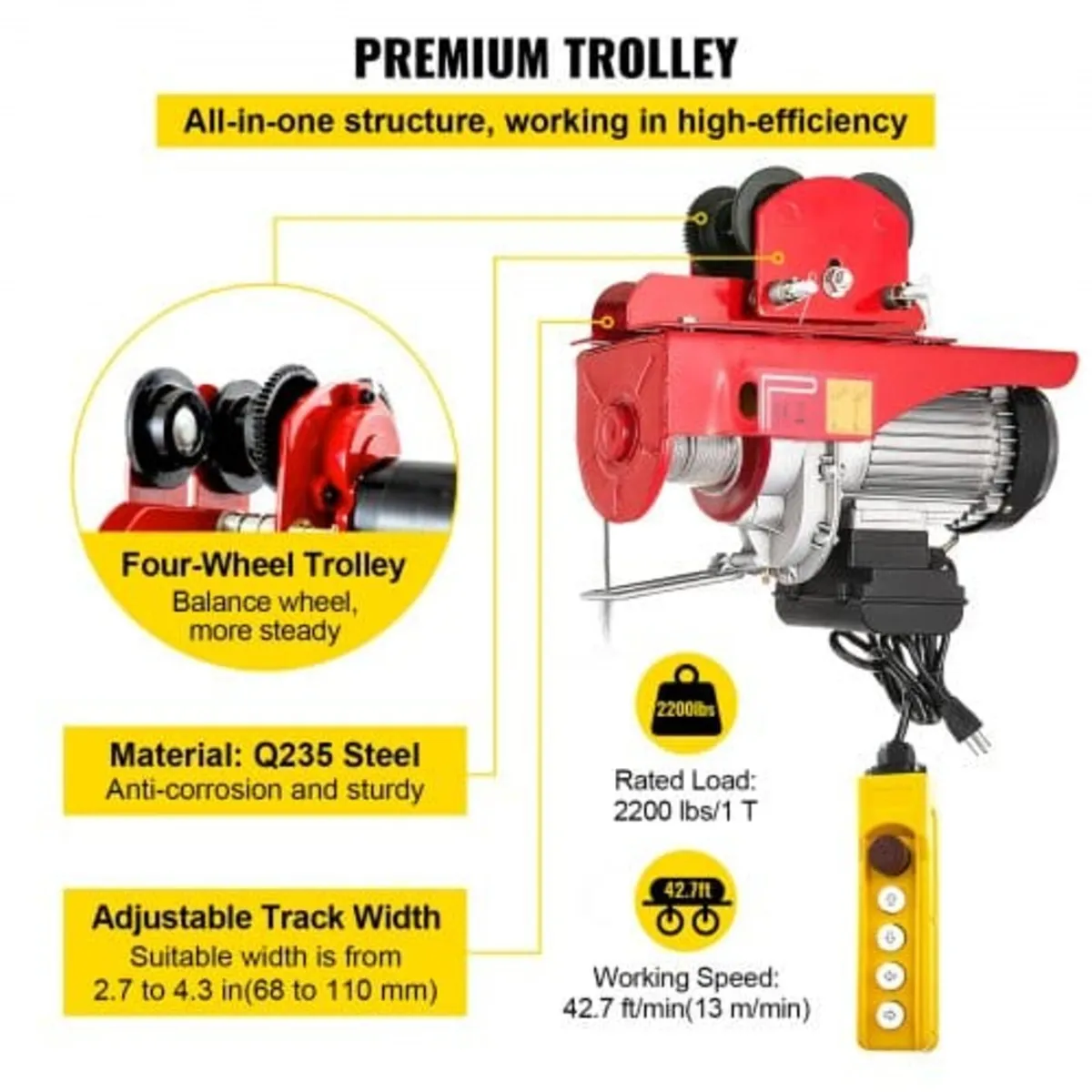 Electric Wire Rope Hoist with Trolley, Electric Wi - Image 2