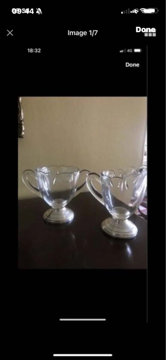 Antique Silver Footed Sugar & Milk Bowls - Image 1