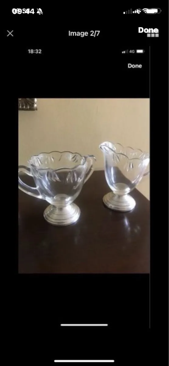 Antique Silver Footed Sugar & Milk Bowls - Image 2