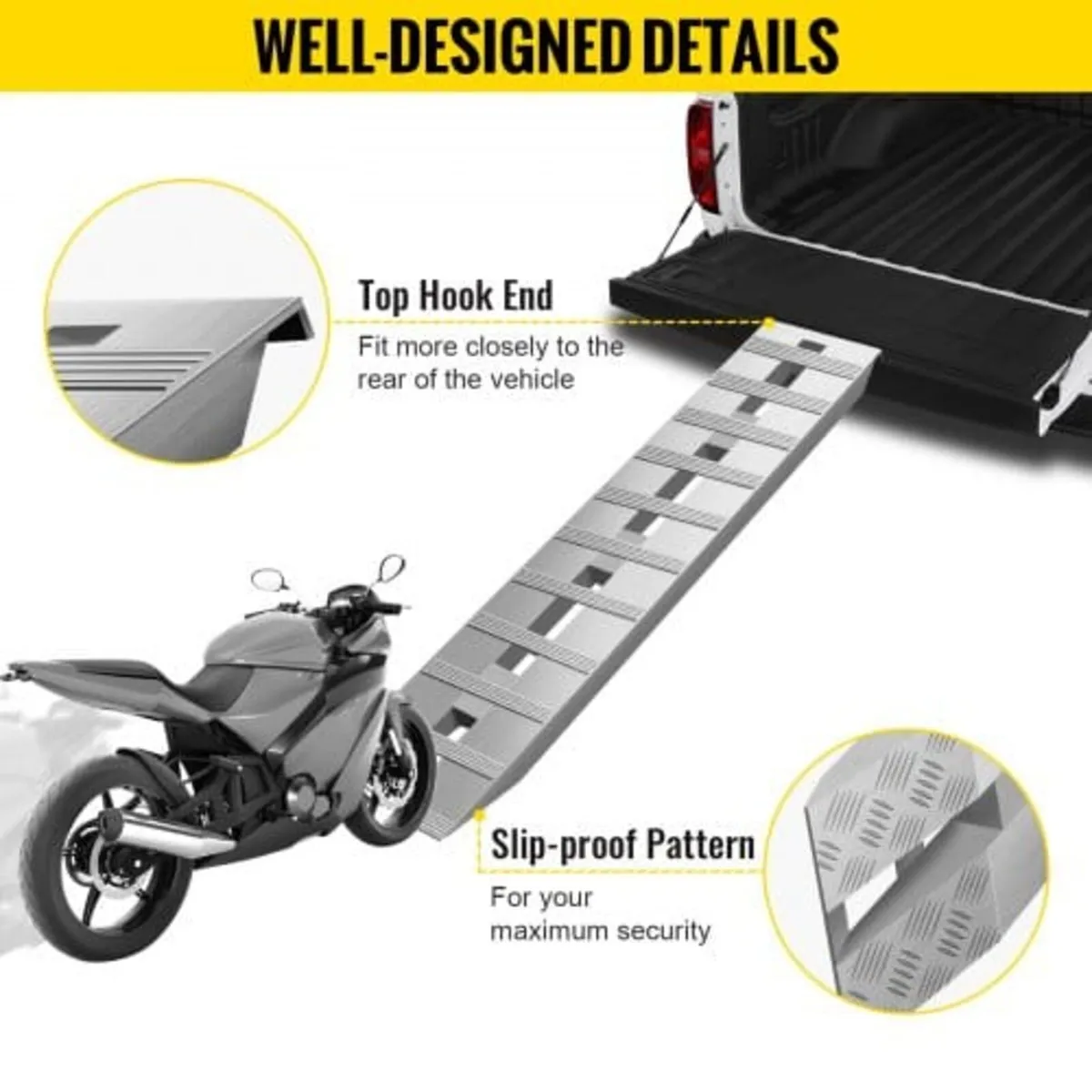 152.4 x 30.5 cm Aluminum Trailer Ramps 2721.6 kg T - Image 2