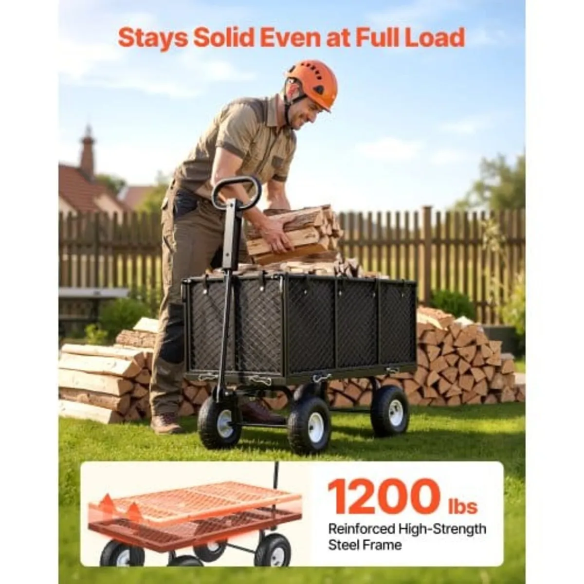 Garden Cart, 544.3 kg, Heavy Duty Steel Hand Troll - Image 2