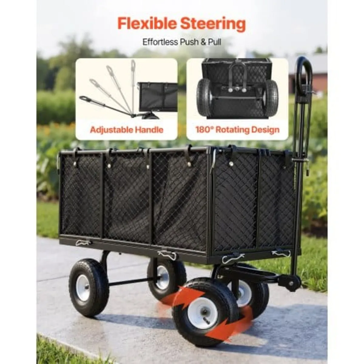 Garden Cart, 544.3 kg, Heavy Duty Steel Hand Troll - Image 4
