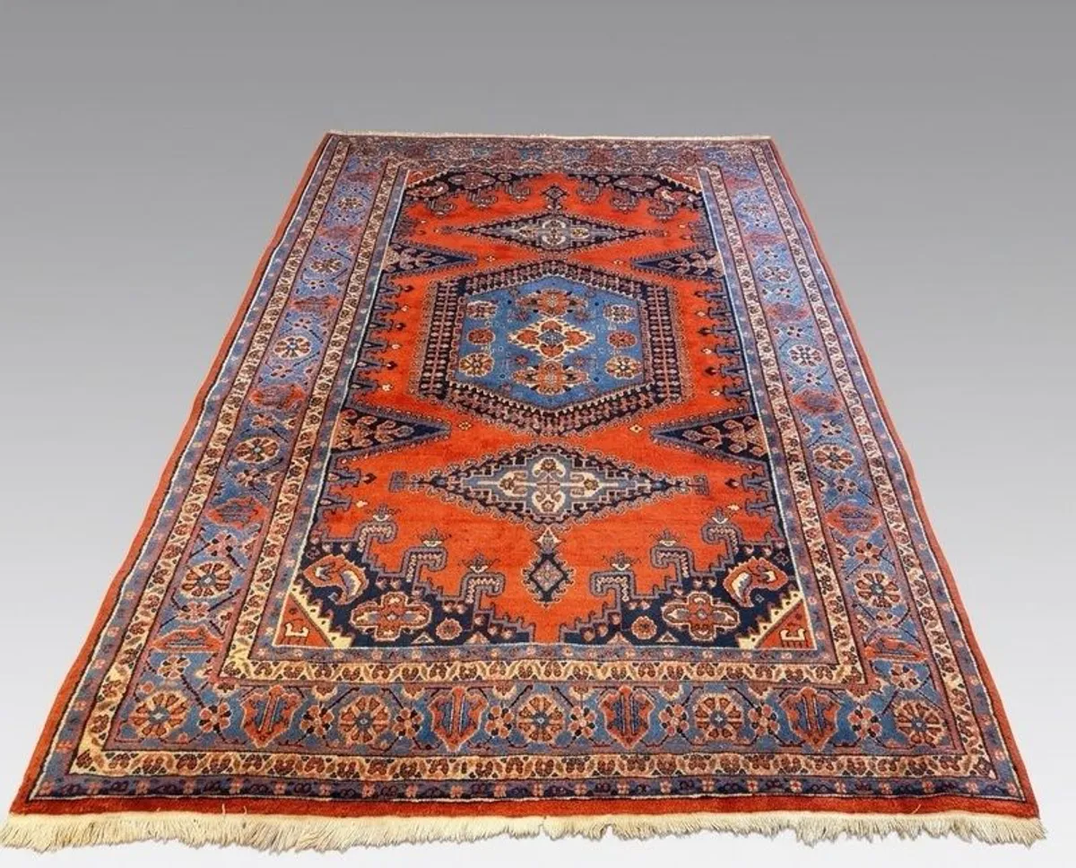 Large Vintage Handknotted Wiss Wool Rug - Image 1