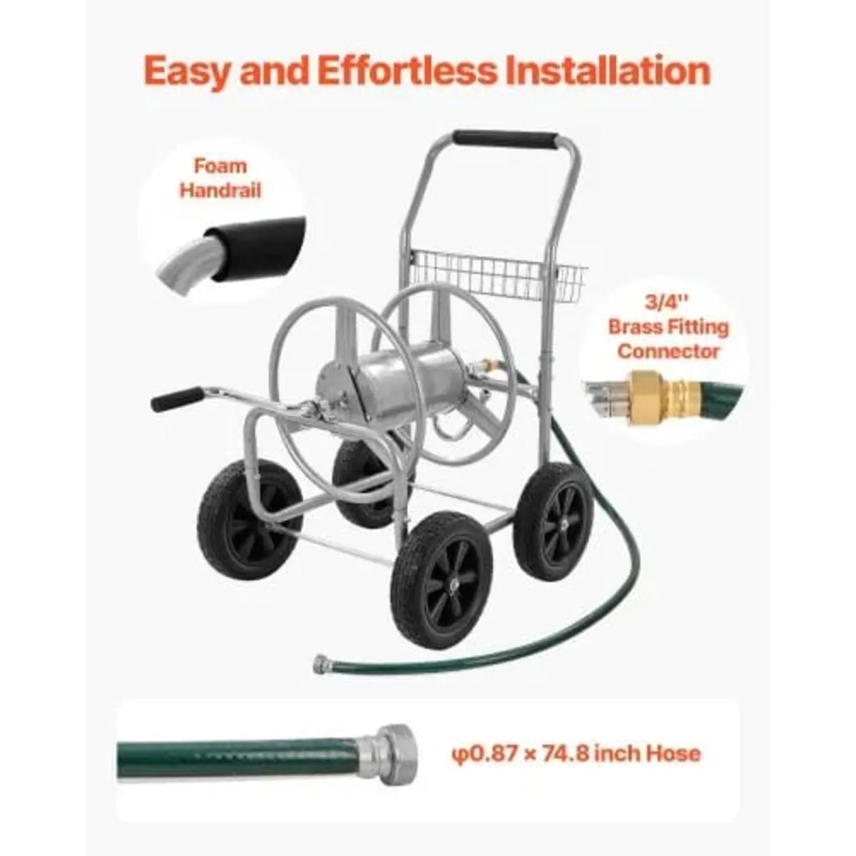 Hose Reel Cart, Hold Up to 250 ft of 5/8’’ Hose, G - Image 2