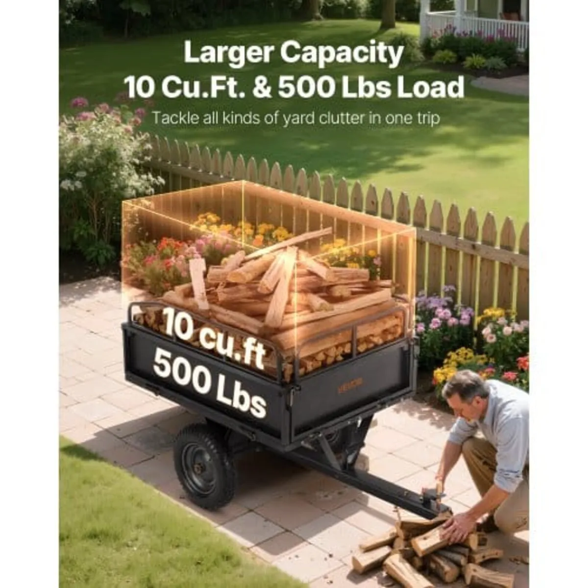 Garden Utility Trailer, 10 Cu. Ft & 227 kg Capacit - Image 3