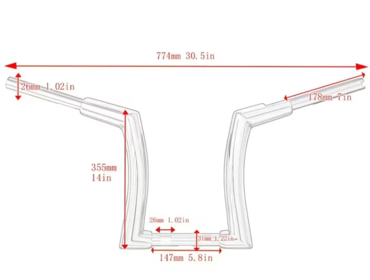 Ape Hanger Bar 14" Rise for Harleya Sportster XL - Image 4
