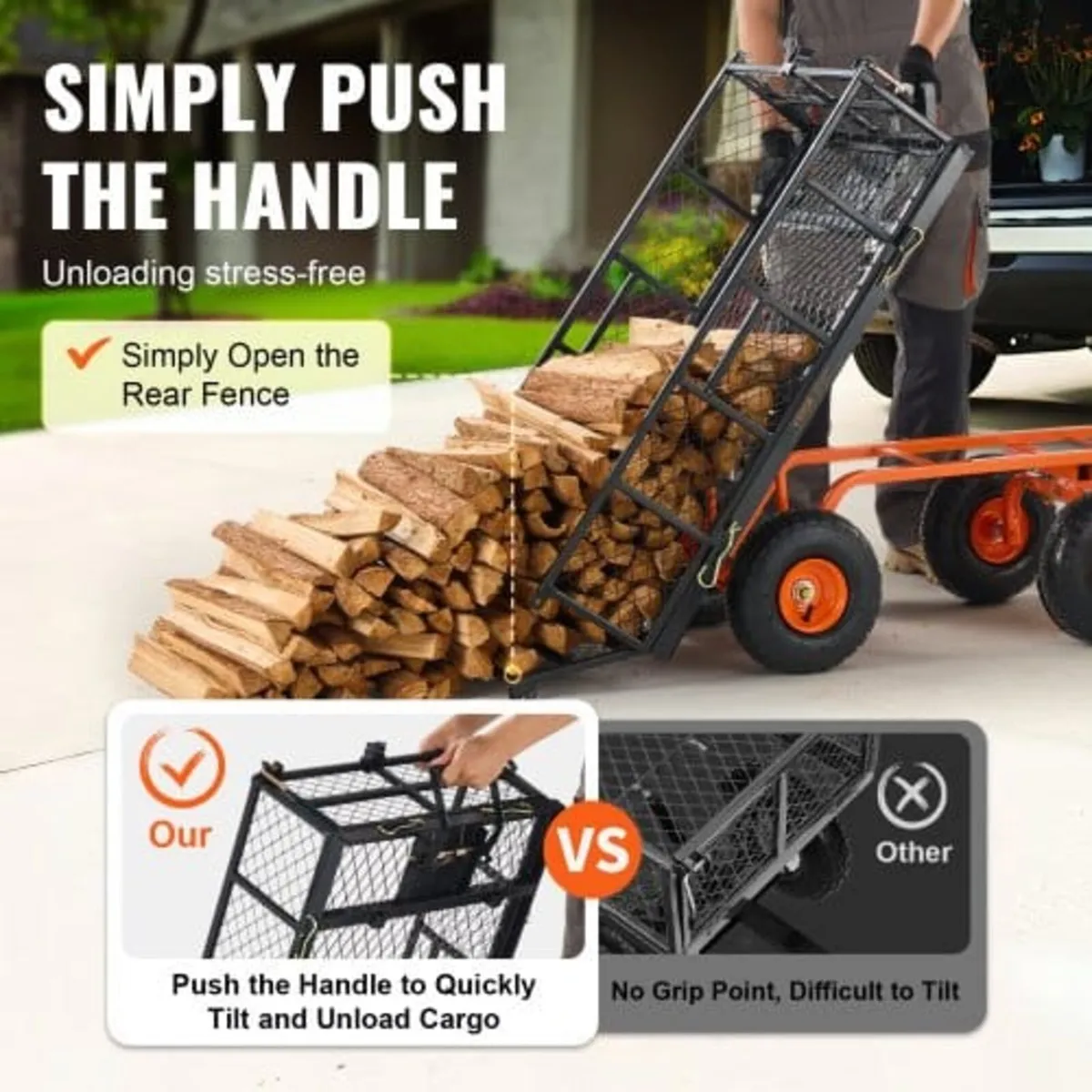 Dump Cart, Metal Garden Dump Cart with Easy to Ass - Image 3