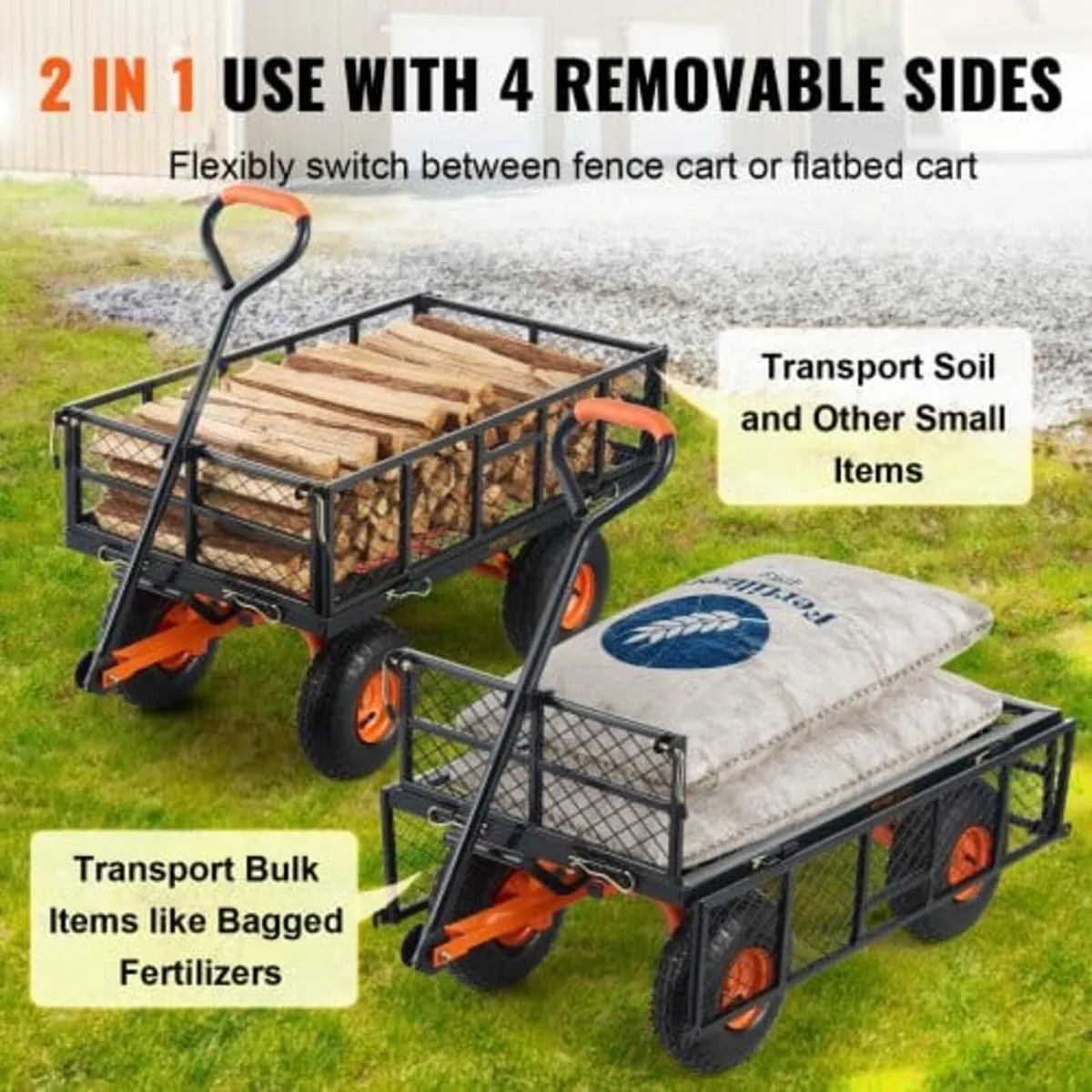 Dump Cart, Metal Garden Dump Cart with Easy to Ass - Image 4