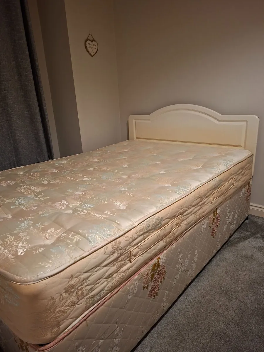 Divan double bed frame, headboard and matress - Image 3