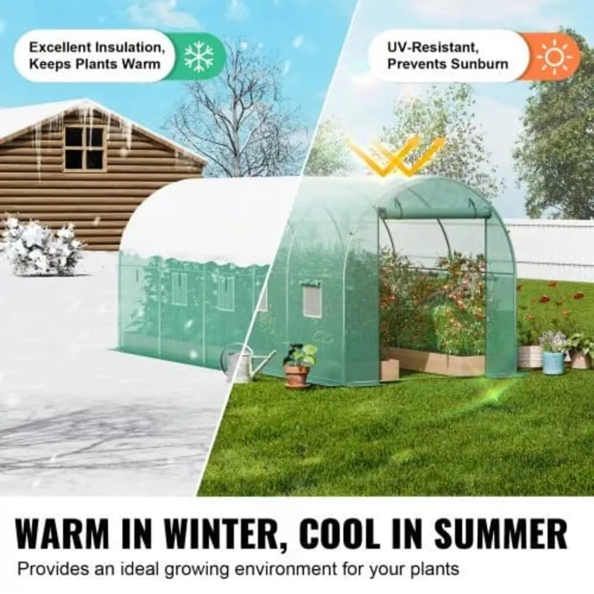 Walk-in Tunnel Greenhouse, 9.6x6.4x6.2 ft Hoop Hou - Image 2