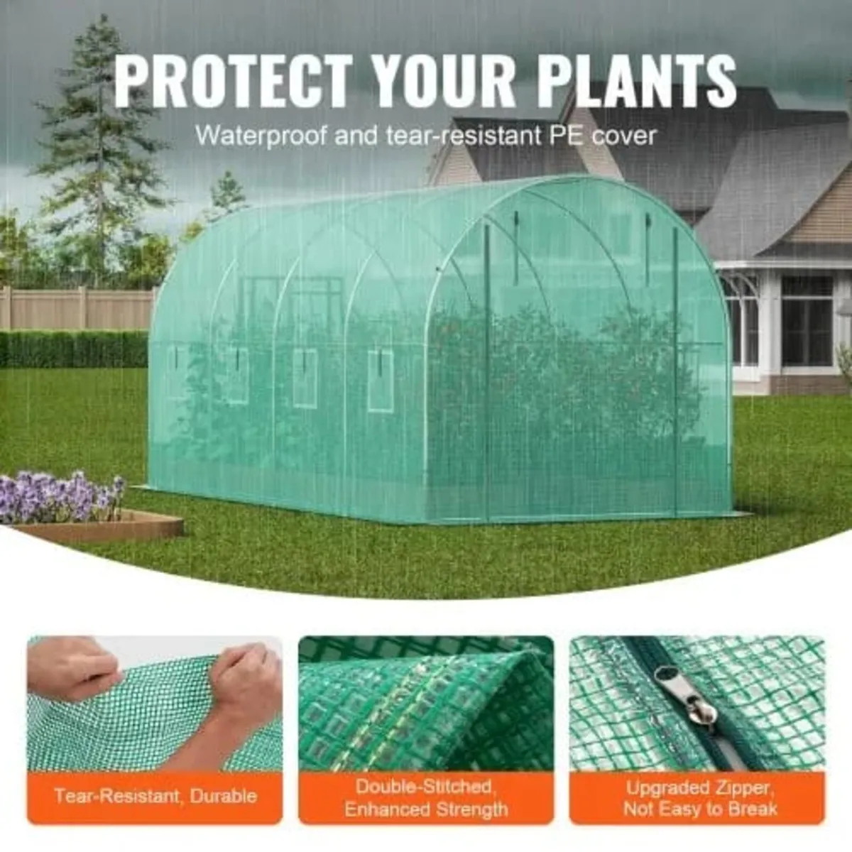 Walk-in Tunnel Greenhouse, 14.6x6.4x6.3 ft Hoop Ho - Image 3
