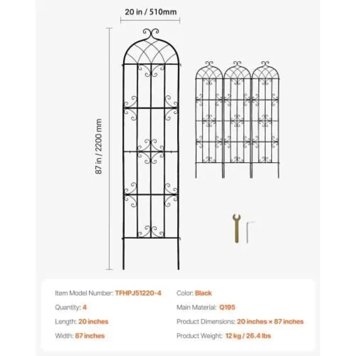 Garden Trellis for Climbing Plants, 87 x 20 in, 4 - Image 3