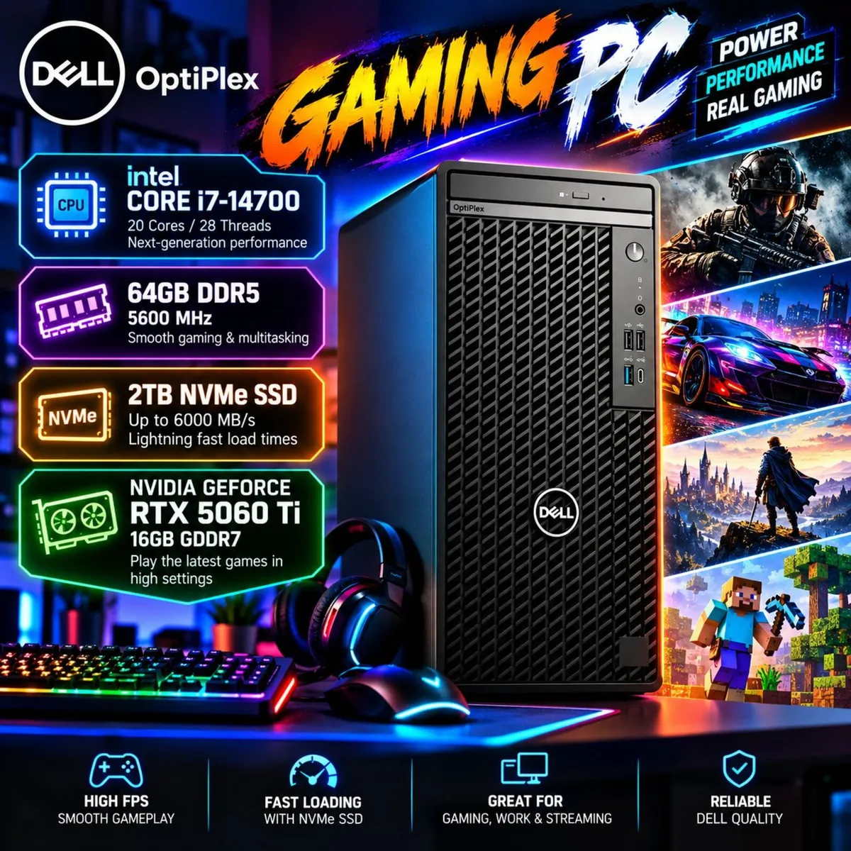NEW Gaming PC- i7-14700 | RTX 5060 Ti 16GB | 64GB