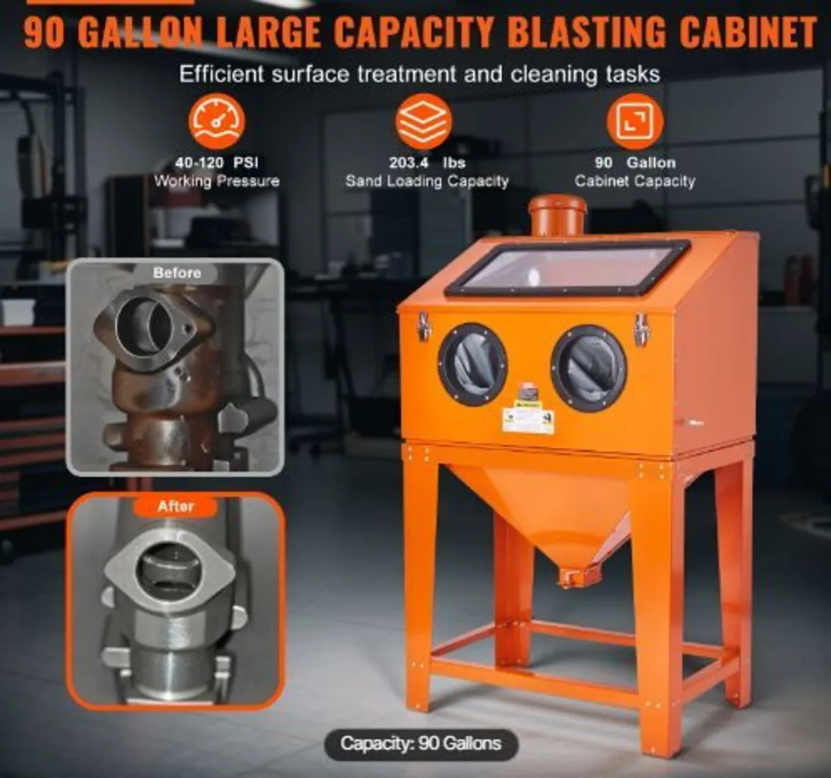 90 Gallon/340.7 L Sandblasting Cabinet - Image 1