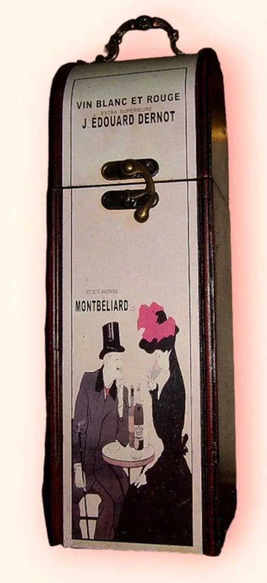 Vintage Wooden Wine Box-(Belle Époque Art) - Image 3