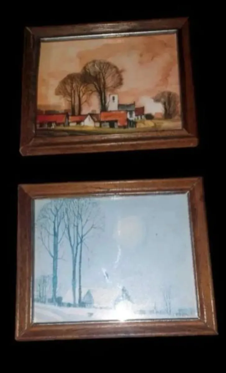 4 Vintage Miniature Framed Country Landscapes - Image 3
