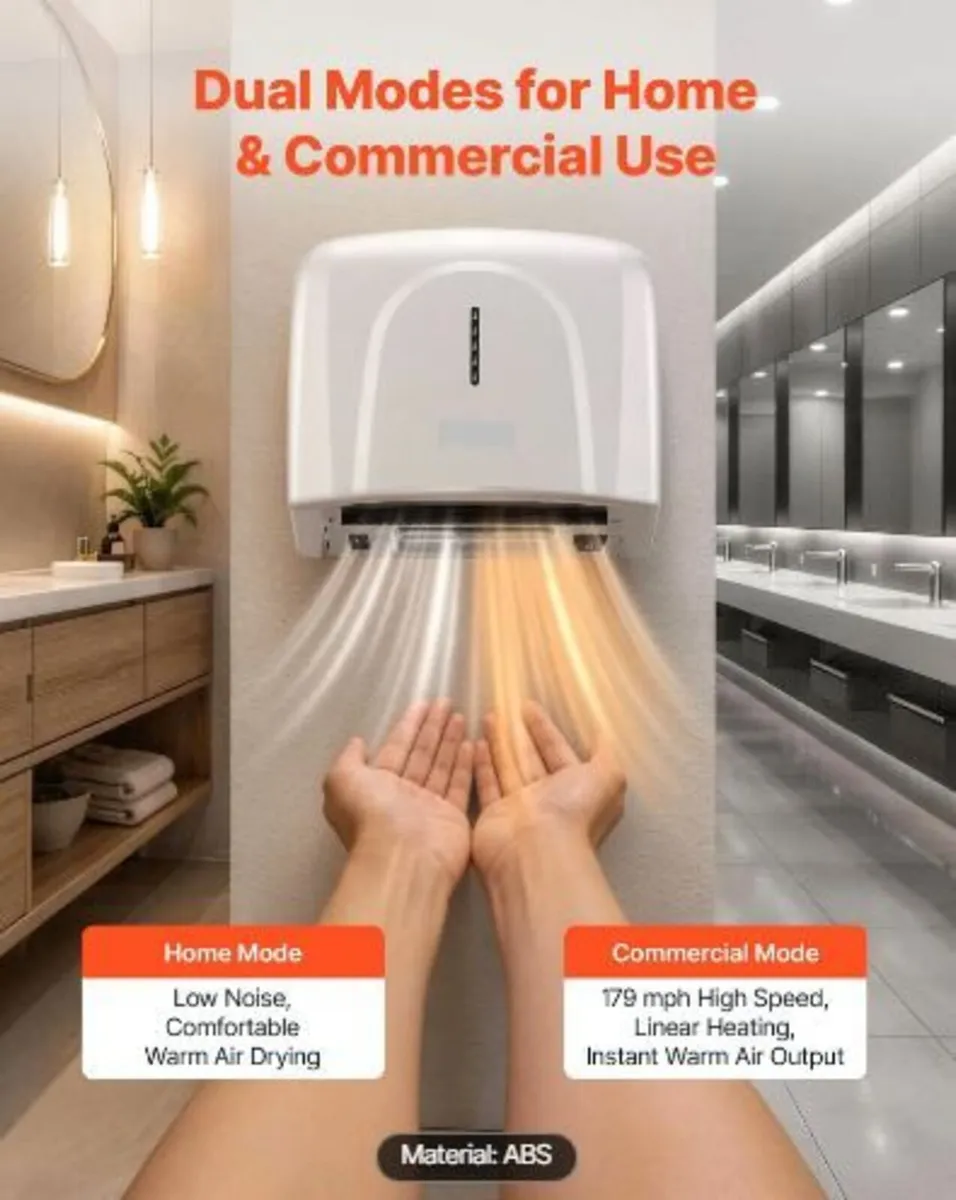 Hand Dryer, 1300W Bathroom Air Hand Dryer - Image 1
