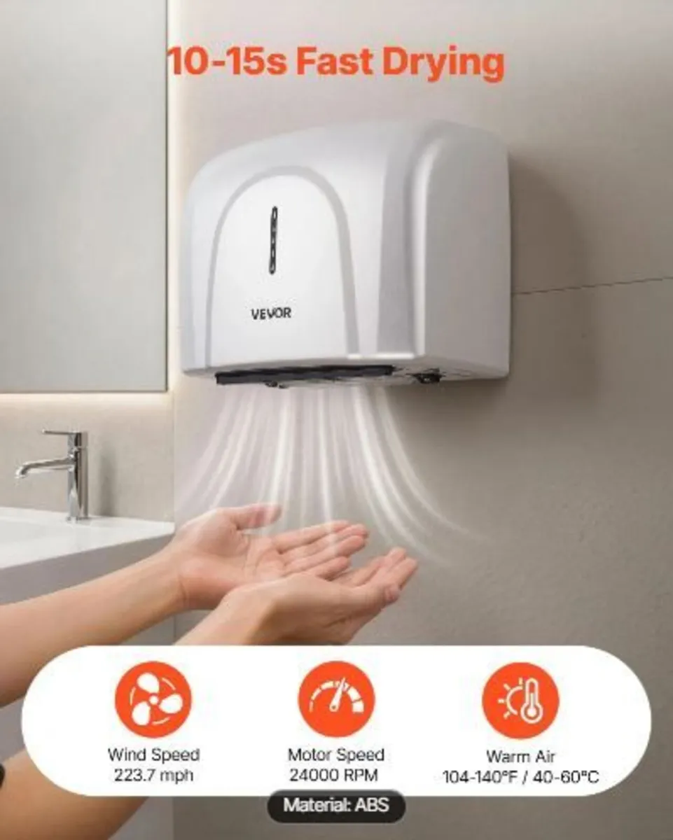 Hand Dryer, 1300W Bathroom Air Hand Dryer - Image 2