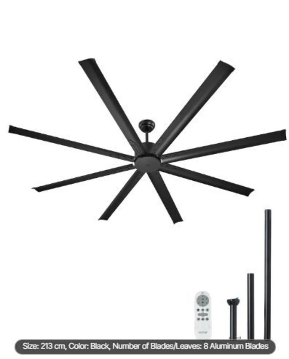 213 cm Ceiling Fan No Light, 6-Speed Remote Contro - Image 2