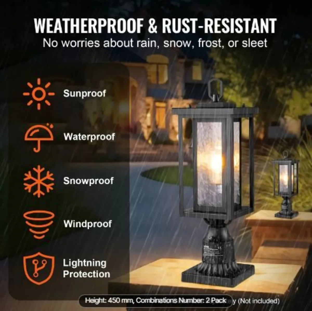 2 Pack Dusk to Dawn Outdoor Post Light - Image 4