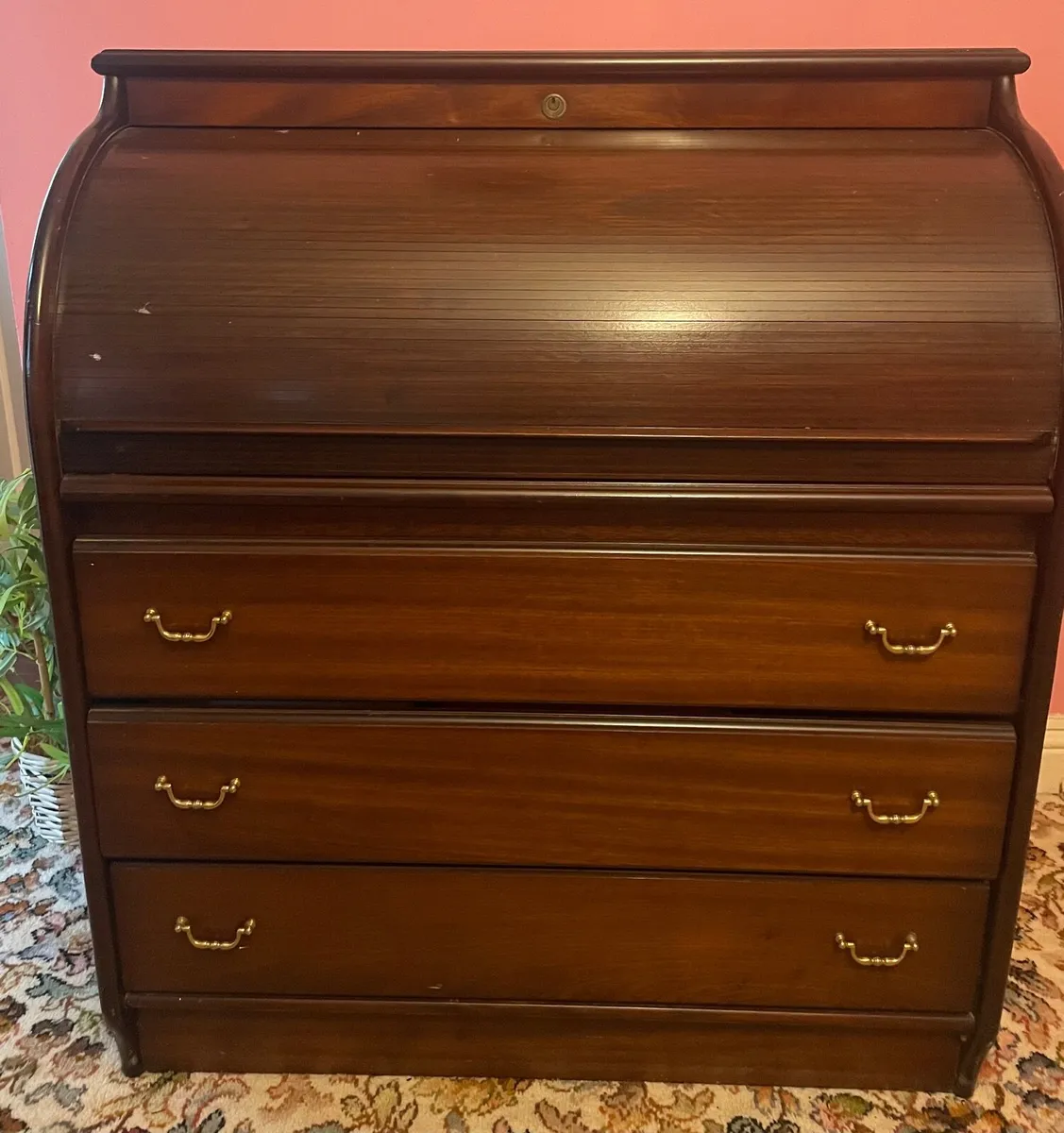 . Roll-top bureau / writing desk with drawers - Image 1