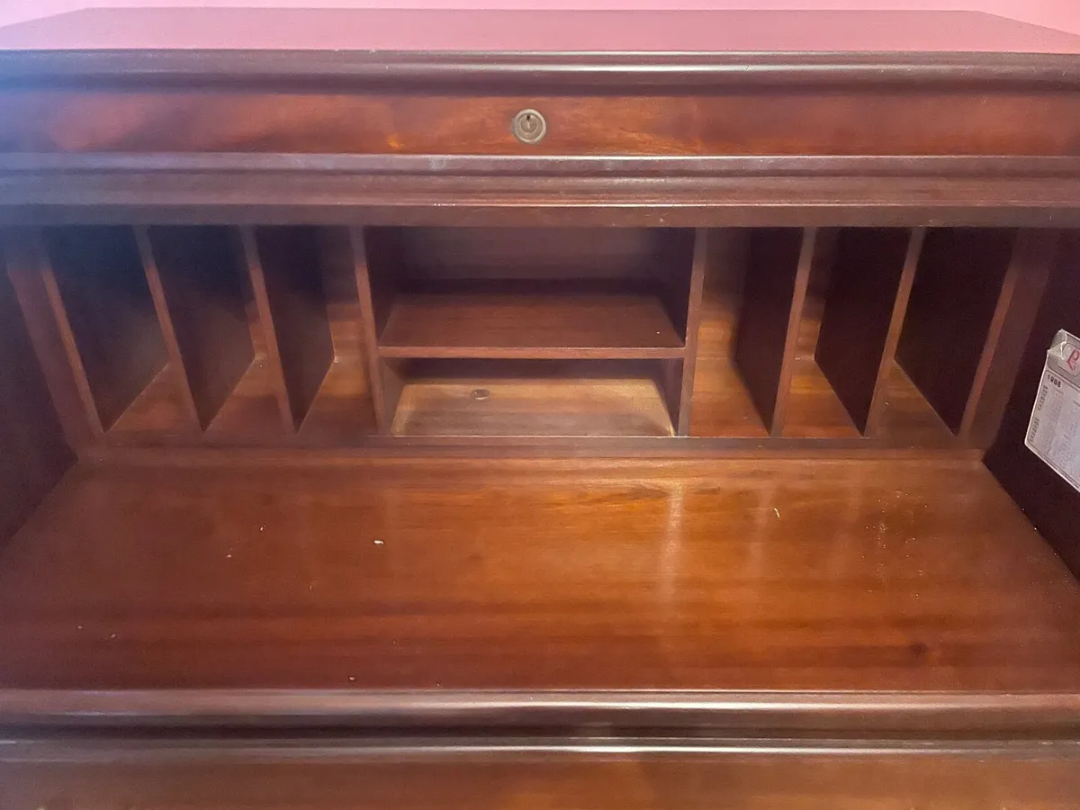 . Roll-top bureau / writing desk with drawers - Image 2