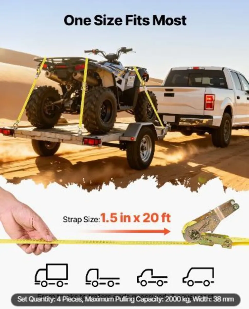 Ratchet Straps, 38.1 mm x 6.1 m, Heavy Duty - Image 1