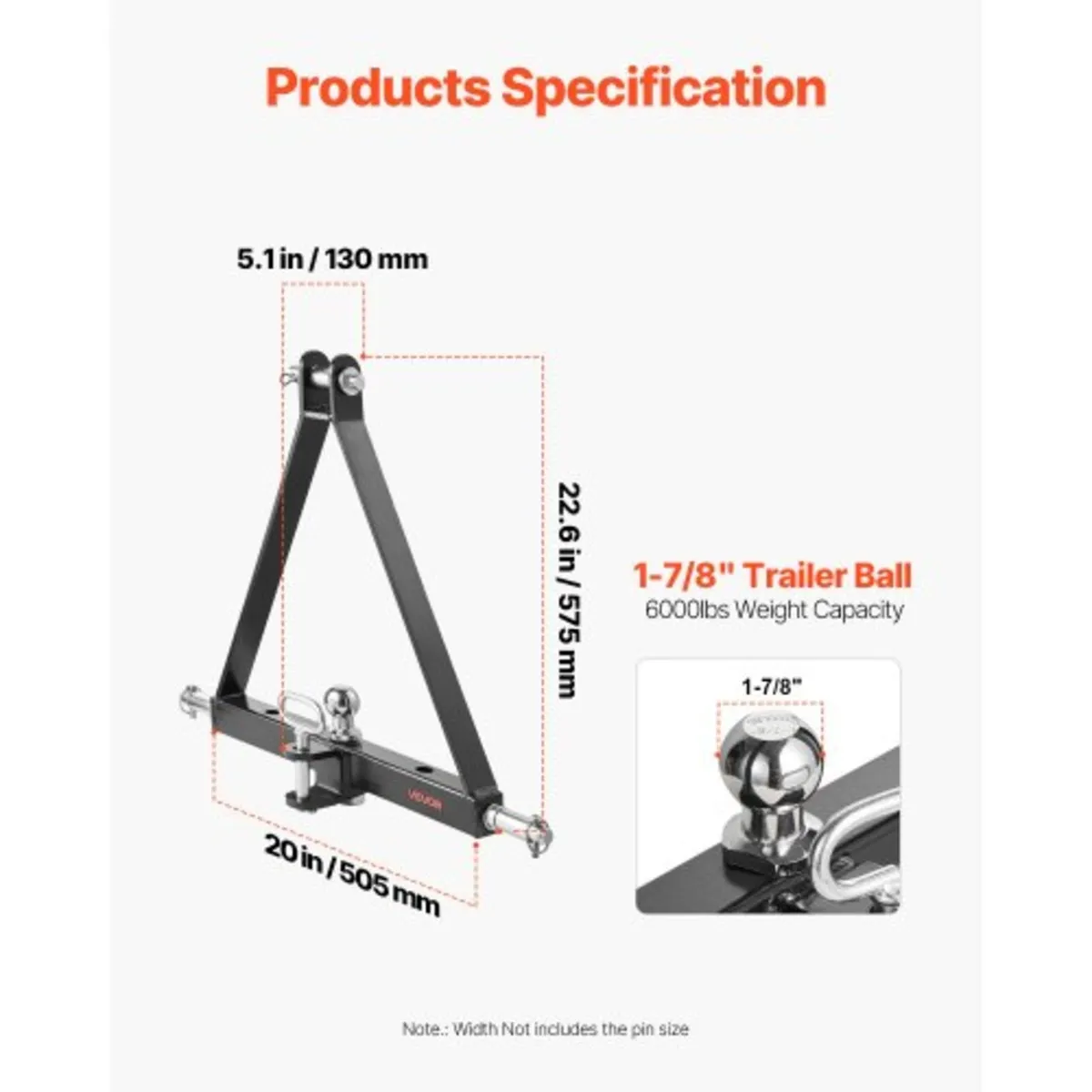 3 Point Hitch Receiver with 2 in Receiver, 3pt Qui - Image 4