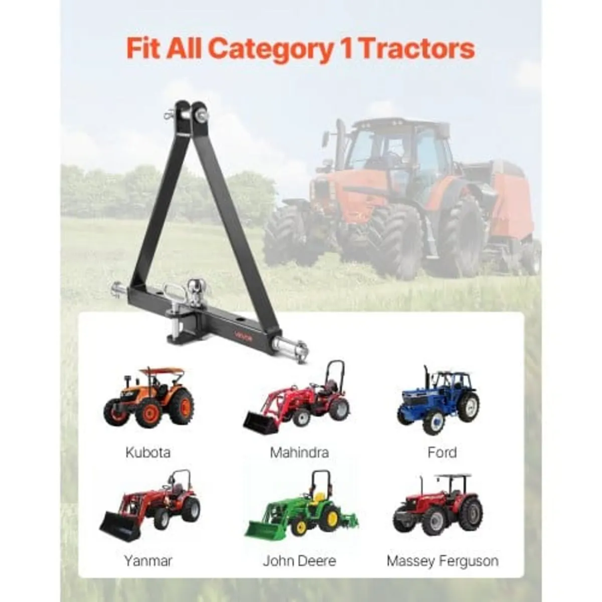 3 Point Hitch Receiver with 2 in Receiver, 3pt Qui - Image 2